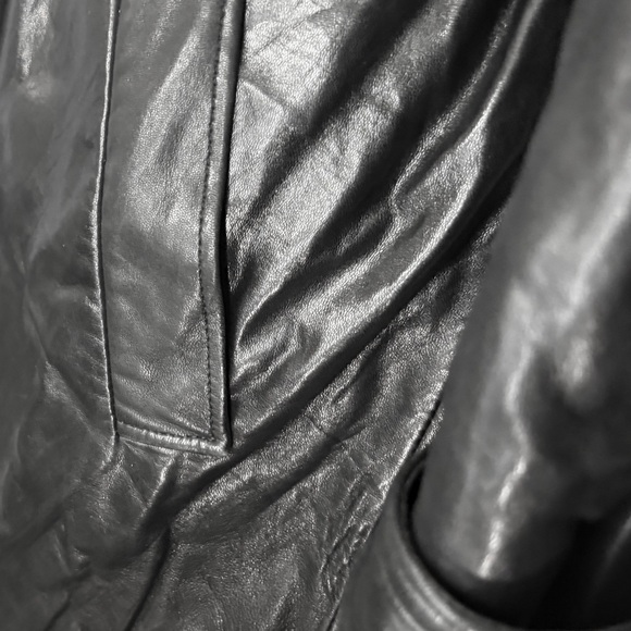 Vintage Andrew Marc Sz M Women Lambskin Leather Black Trench Coat Mint Condition - Picture 6 of 10